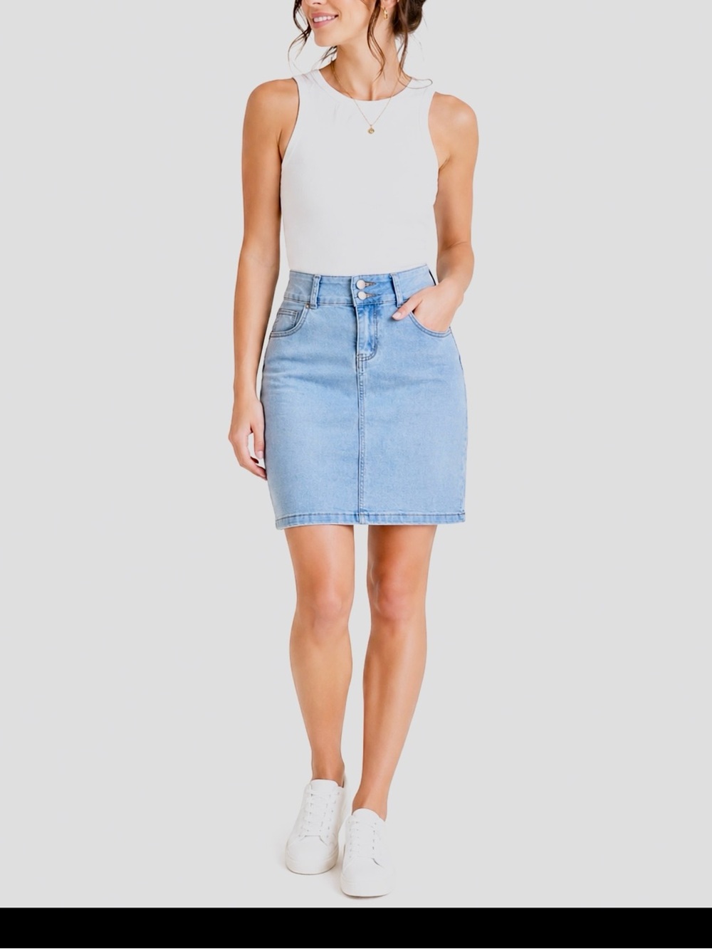 Nina Rossi Light Blue Denim A-Line Skirt Size M
